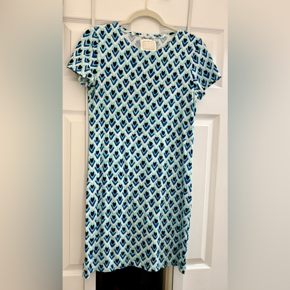 Sail to Sable Blue and White Heart T-shirt Dress
